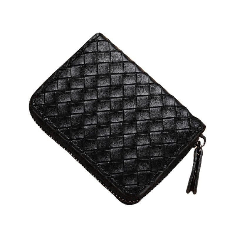 Woven Leather Reißverschlussgeldbörse