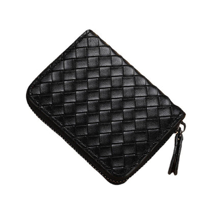 Woven Leather Reißverschlussgeldbörse
