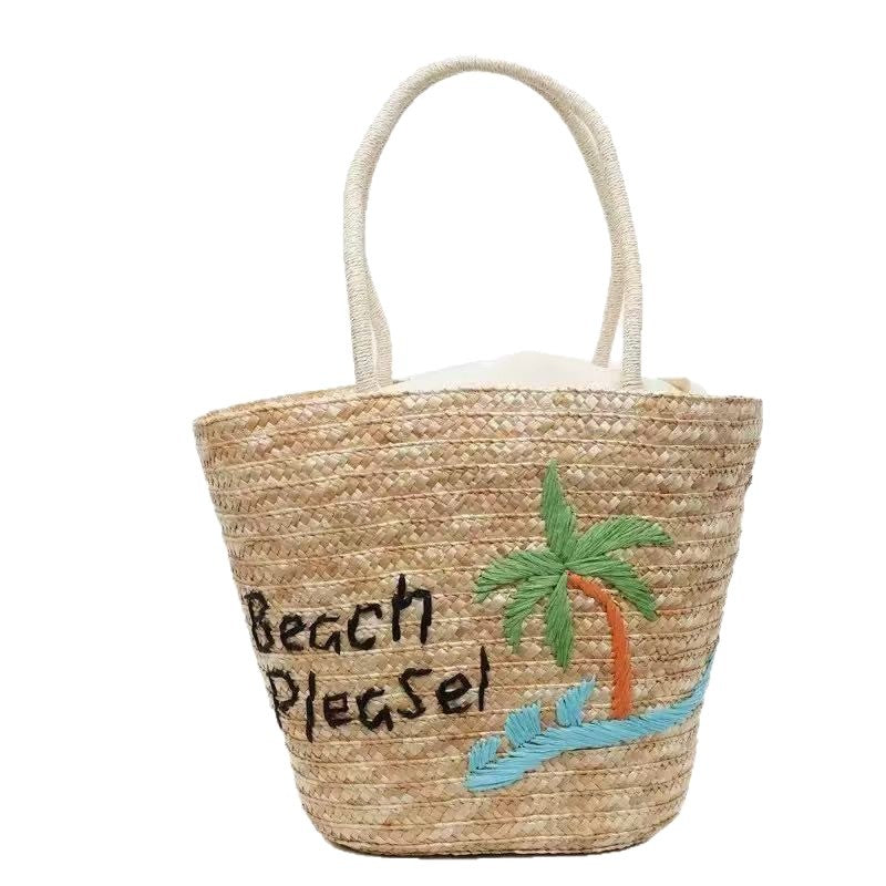 Sommerliche Basttasche mit Kreativer Strandmotivik Brehn