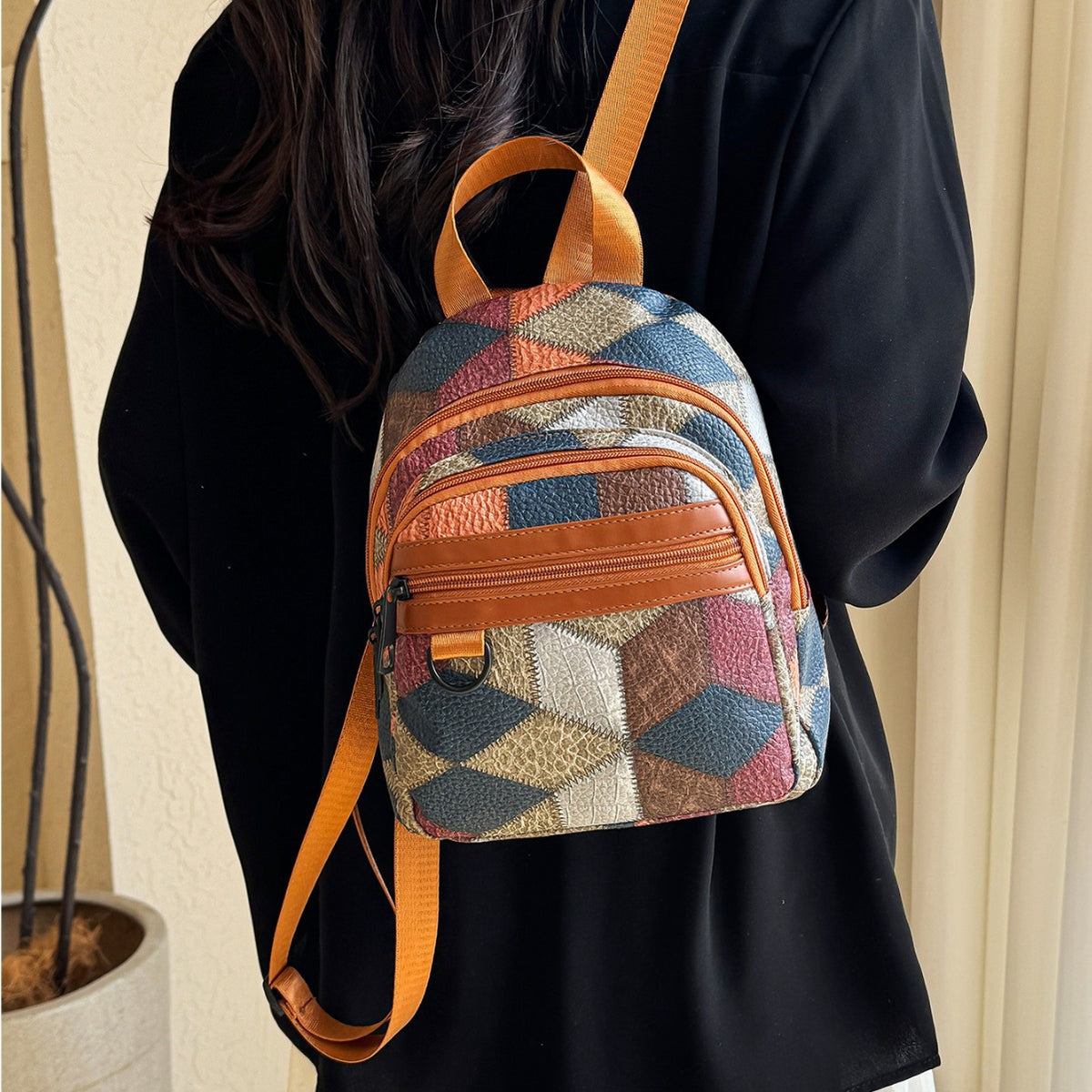 Stylische geometrisch gemusterte Mini-Rucksack für Frauen Brehn