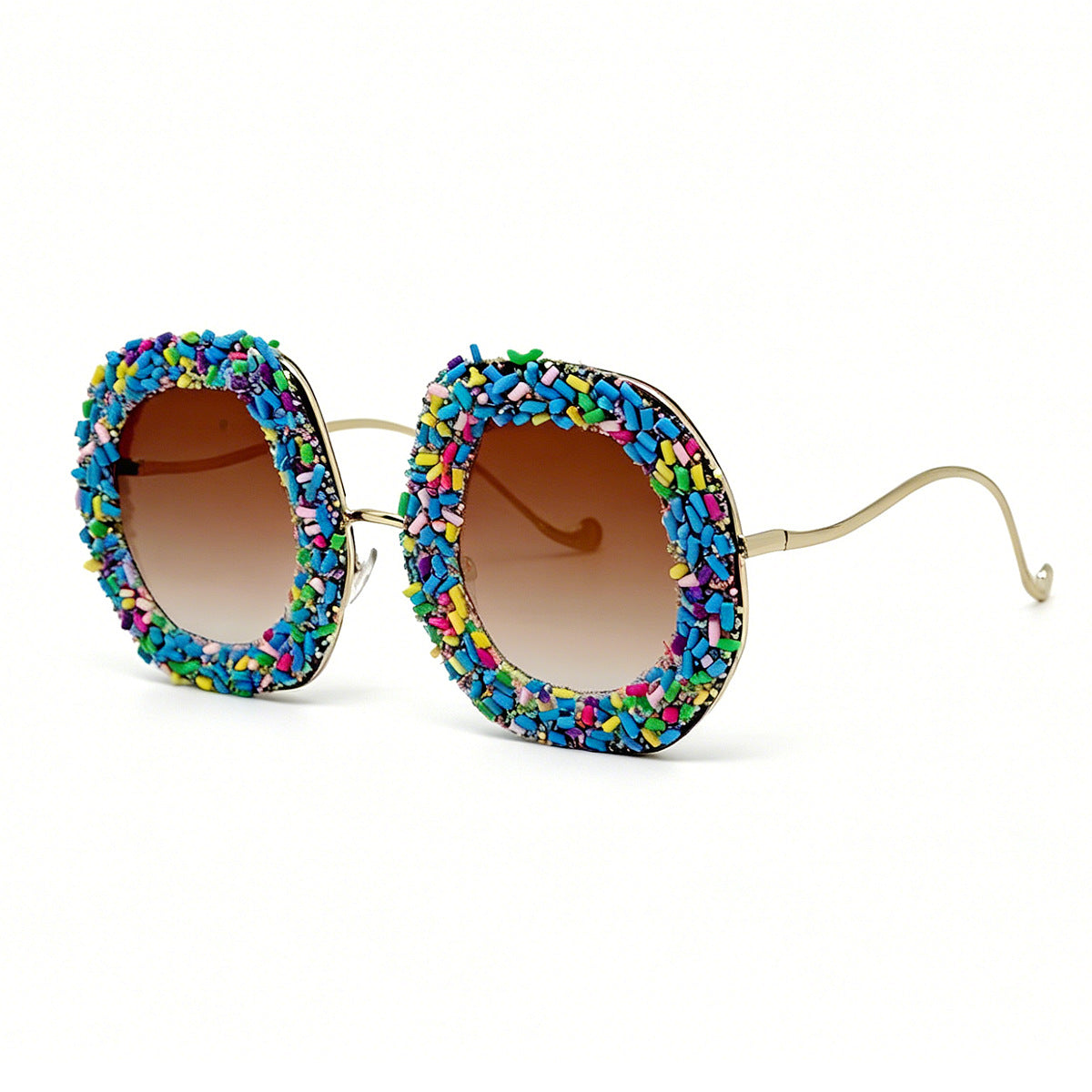 Damen kreative Designer-Sonnenbrille mit buntem Schmuckrahmen Brehn