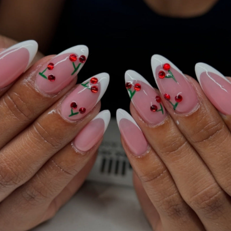Elegante Kirschblüten Press-On Nagelkunst Brehn
