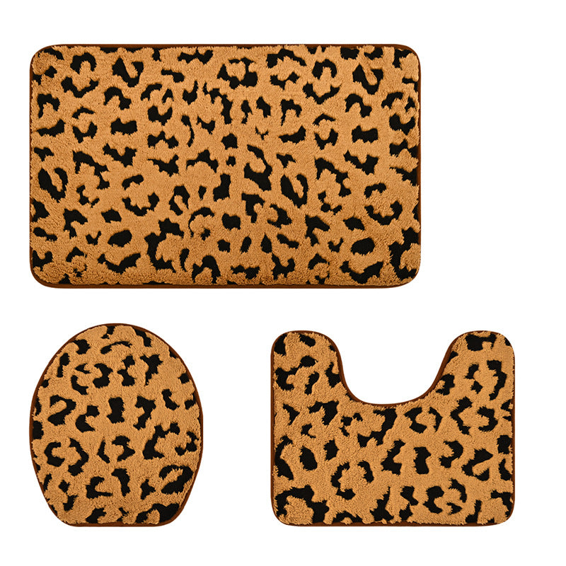 Weiches Luxus-Leopardenmuster-Badeteppich-Set Brehn