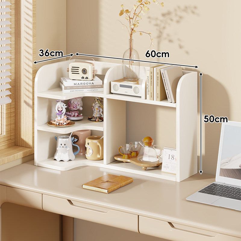 Multifunktionale Desktop-Regalorganisator mit erhöhtem Rücken und offenen Fächern