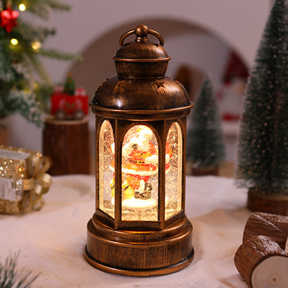 Beleuchtete Weihnachtslaterne mit Weihnachtsmann-Szene Brehn