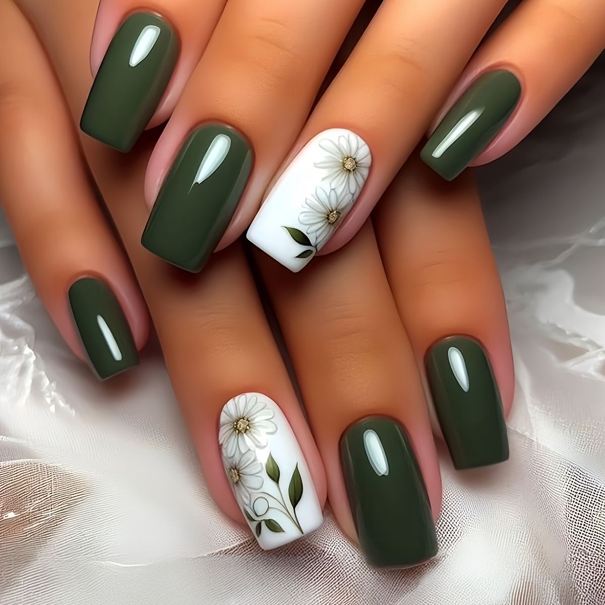 Elegantes floral verziertes Press-On-Nagelset Brehn