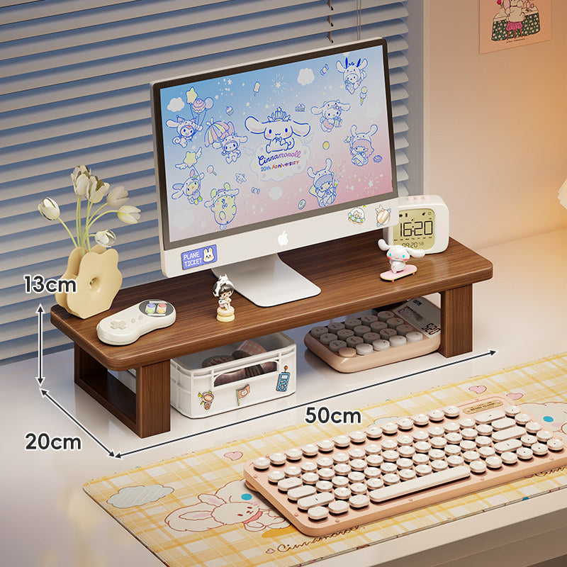 Bambus-Desktop-Monitorständer mit Unterregal-Tastaturlagerung und Kabelmanagement