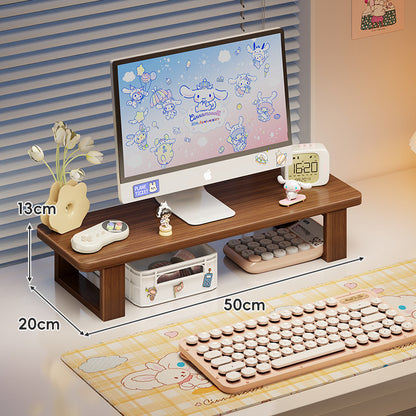 Bambus-Desktop-Monitorständer mit Unterregal-Tastaturlagerung und Kabelmanagement