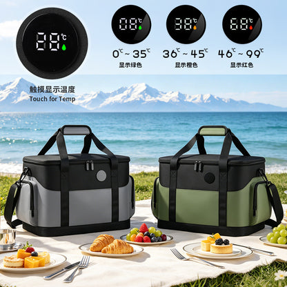 Isolierte Lunch-Kühltasche mit Seitentaschen und verstellbarem Schulterriemen Brehn