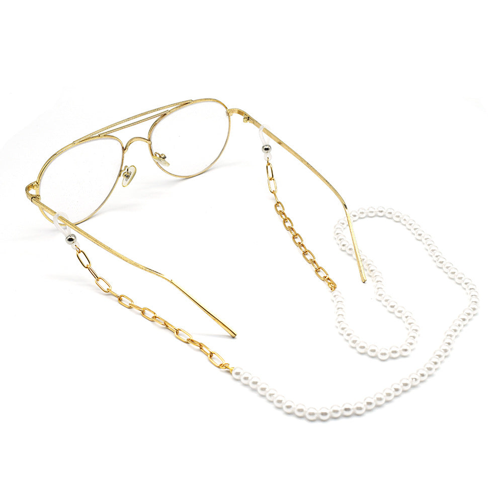 Eleganter Perlen- und Goldkette Brillenhalter Brehn