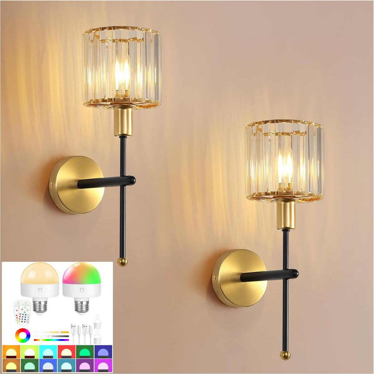 Kristallakzent LED Wandleuchte