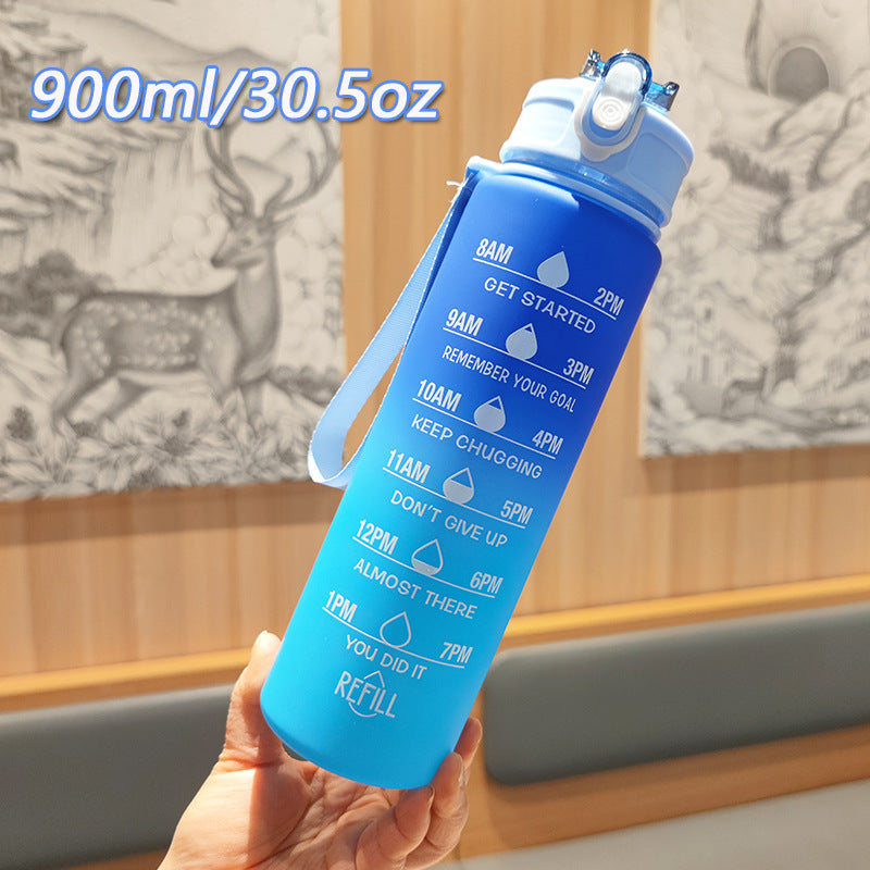 Damen Motivierende Wasserflasche mit integrierten Zeitmarkierungen Brehn