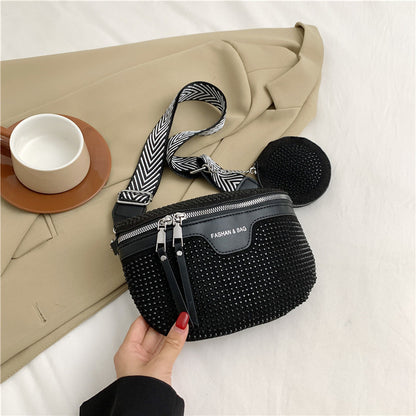Stylische mit Strass verzierte Mini-Crossbody-Tasche Brehn