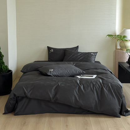 Jacquard-Baumwoll-Satin Bettbezug Set mit subtiler Holzmaserung文本