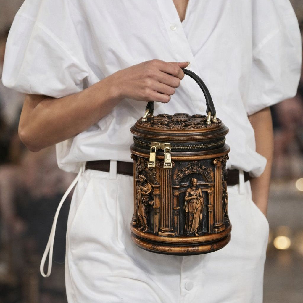 Skulpturaler Henkel-Eimer-Tasche