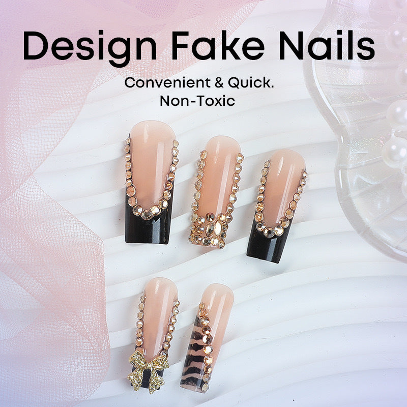 Kunstnagelset mit glamourösen 3D-Schleifen und strahlenden Strassverzierungen Brehn