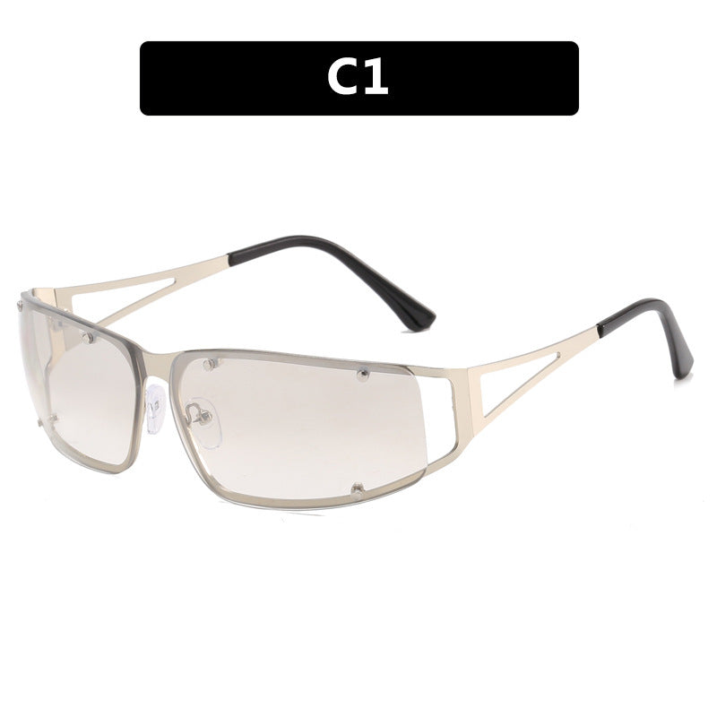 Damen modische Sonnenbrille mit futuristischem Design und exquisitem Metallrahmen Brehn
