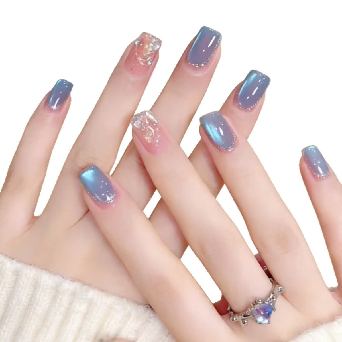 Gradient Ombre Nagelverlängerungen mit Glitzer
