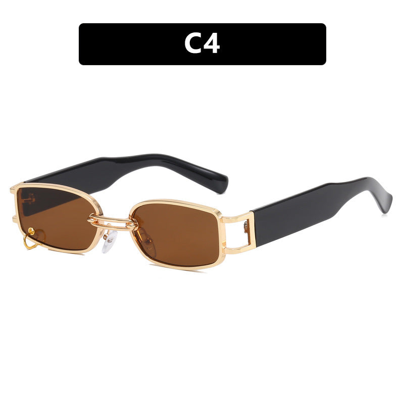 Damen Sonnenbrille im luxuriösen rechteckigen Design mit goldenen Akzenten Brehn