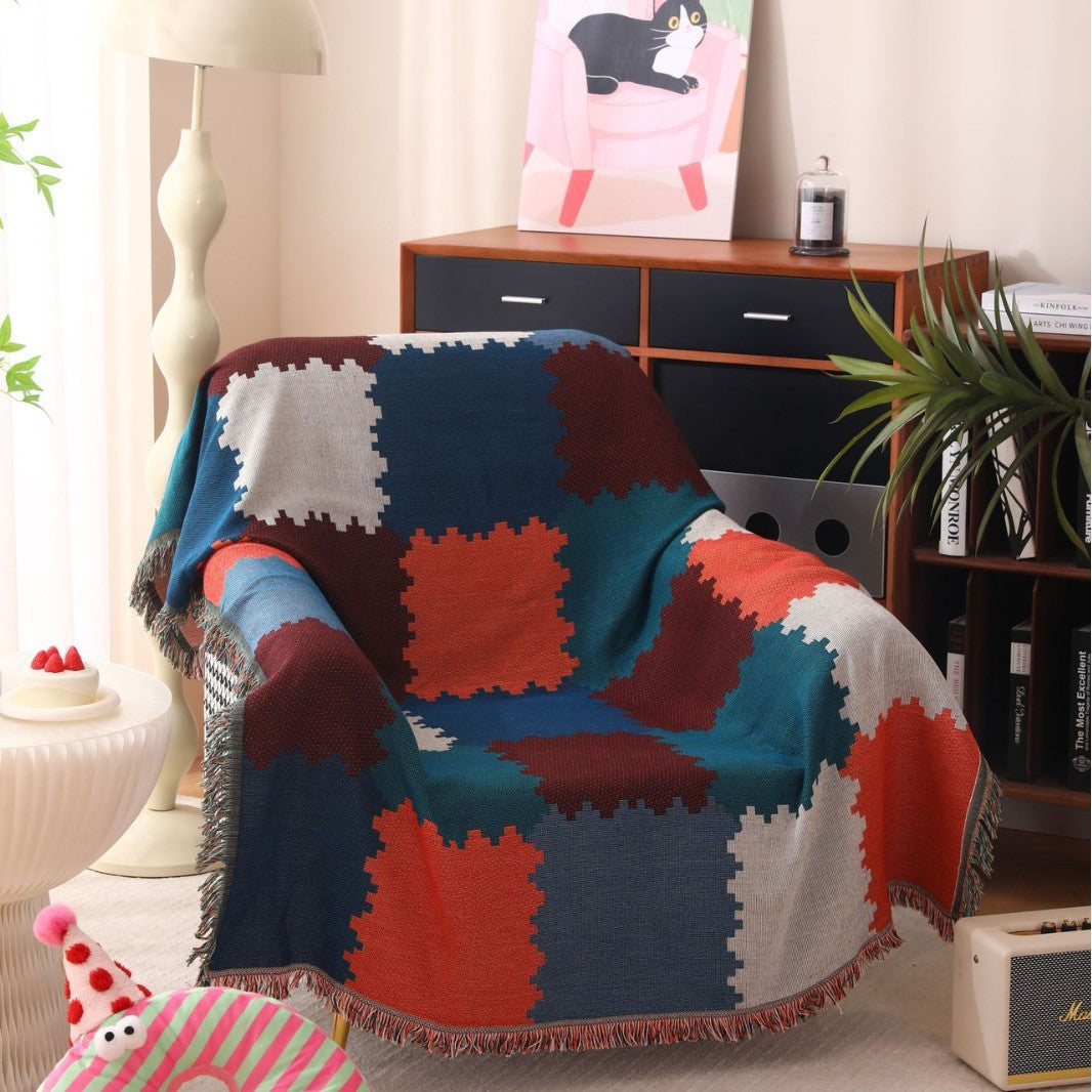 Strukturiertes Patchwork-Design Wurfdecke