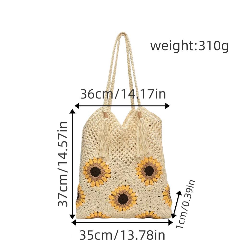 Großer und Flexibler Beutel Aus Natürlichem Material mit Blumenmuster Brehn