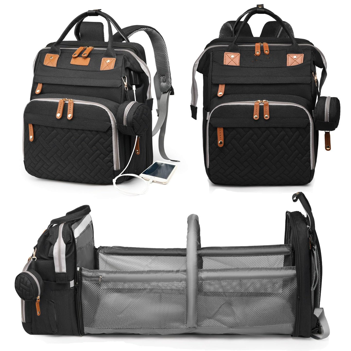 Unisex Multifunktionaler Rucksack mit abnehmbarem Reißverschluss und isolierter Fächer Brehn