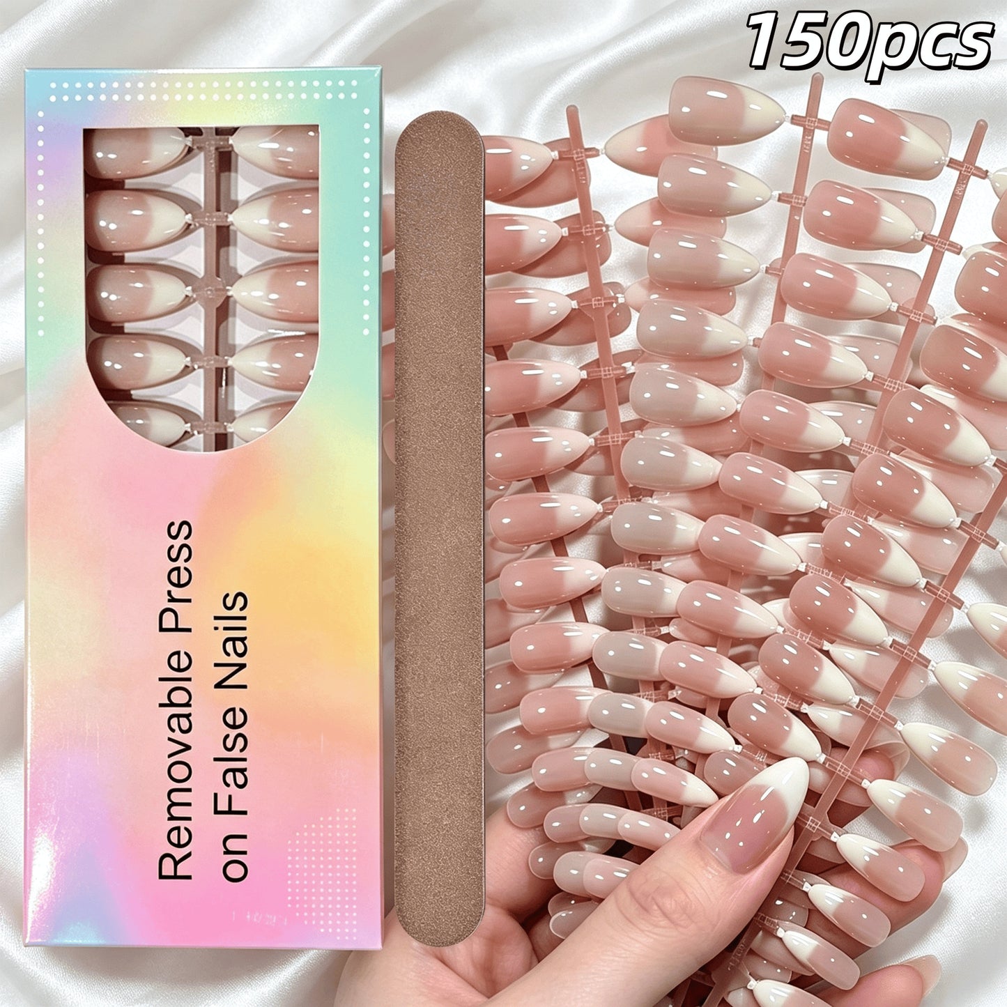 Entfernbares Press-On-Nagelset mit französischem Spitzen Design Brehn