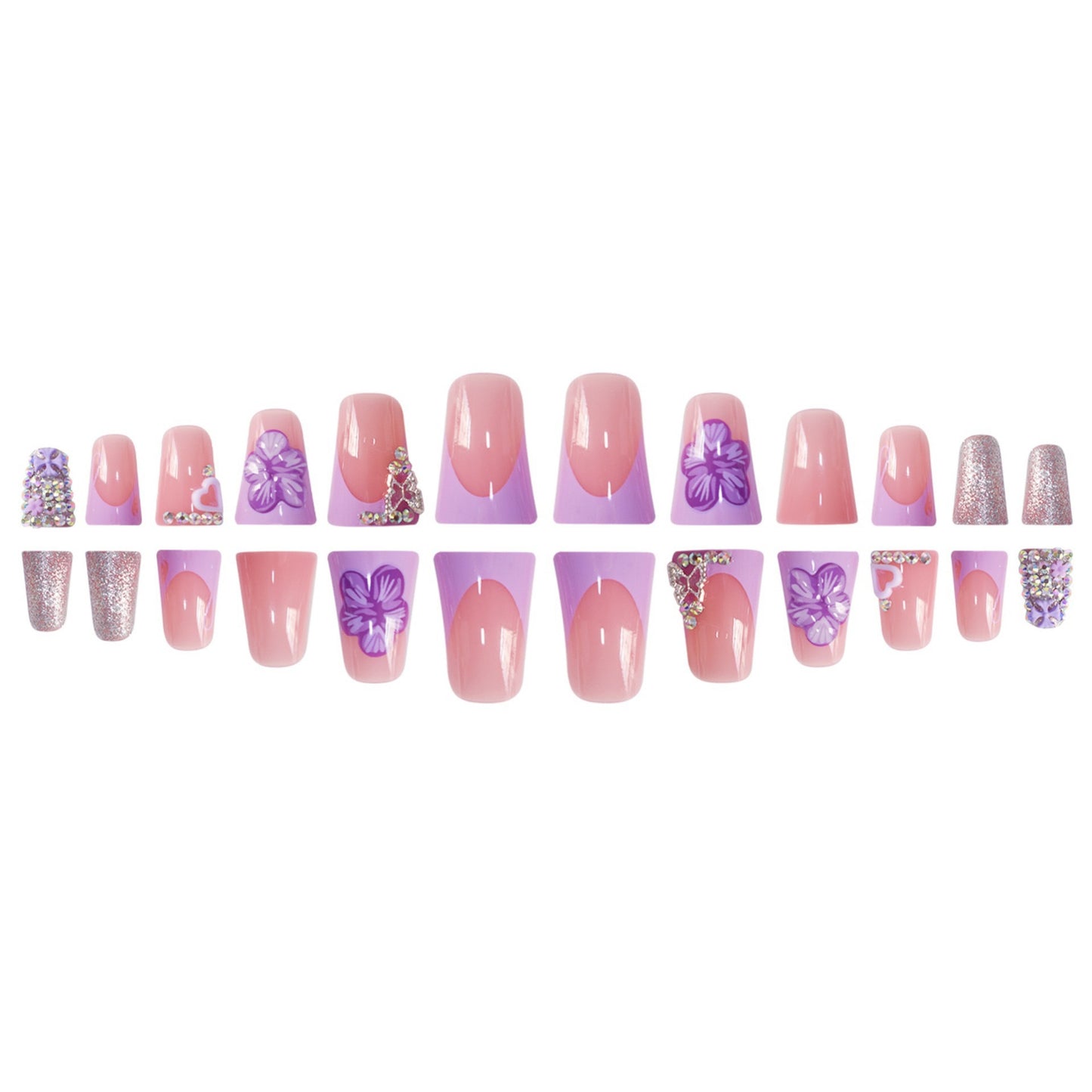 Floral Verziertes Press-On Nagelset Brehn