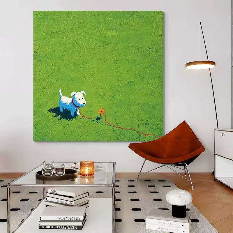 Verspielte vom Hund inspirierte Leinwandkunst