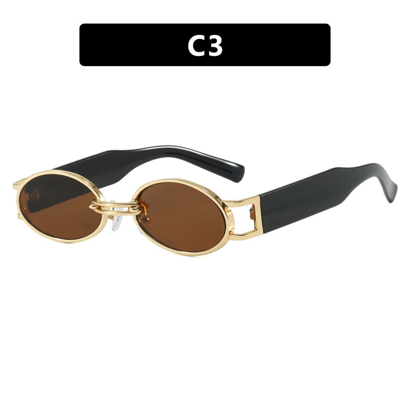 Damen ovalförmige Sonnenbrille mit goldenen Akzenten und stylischem Rahmen Brehn