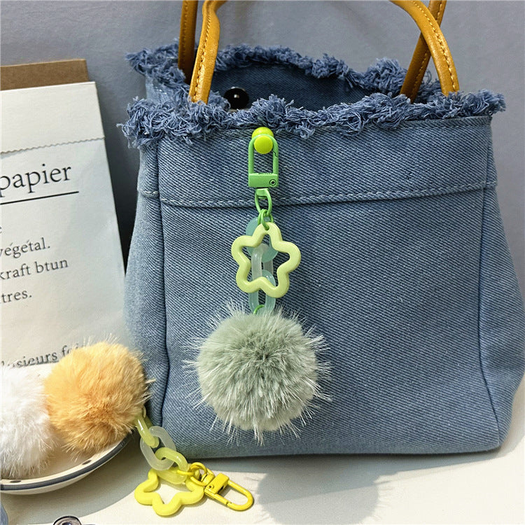 Niedlicher Flauschiger Pom-Pom Schlüsselanhänger Brehn