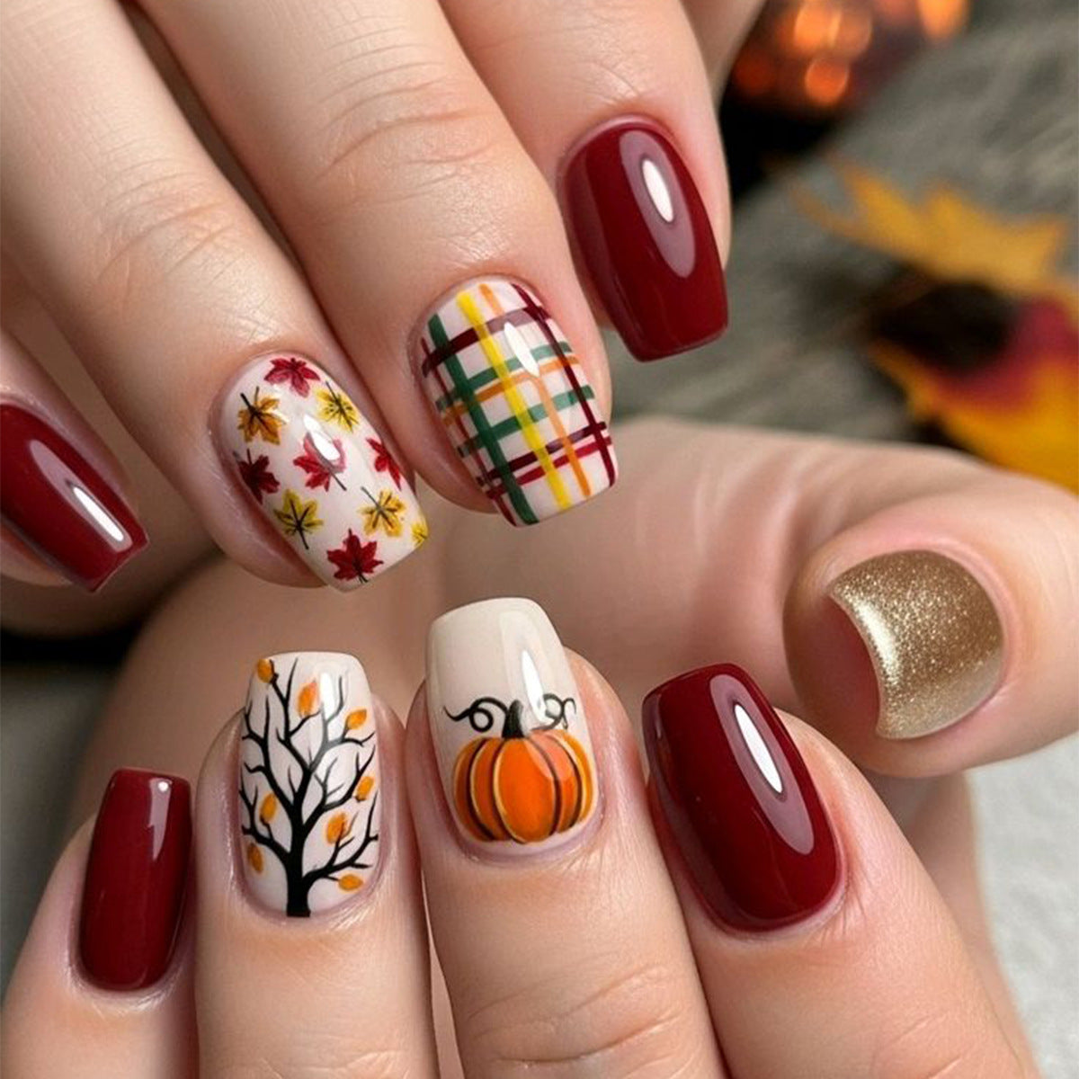 Saisonale Erntedank-Nagelkunst Brehn