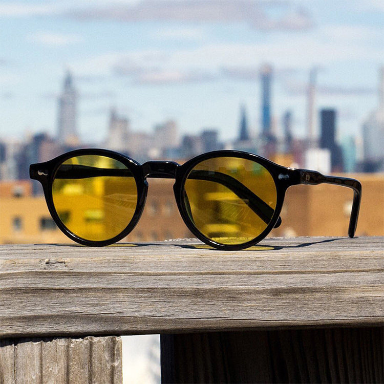 Damen extravagante runde Sonnenbrille mit leichtgewichtiger Rahmenstruktur und polarisierenden Gläsern Brehn