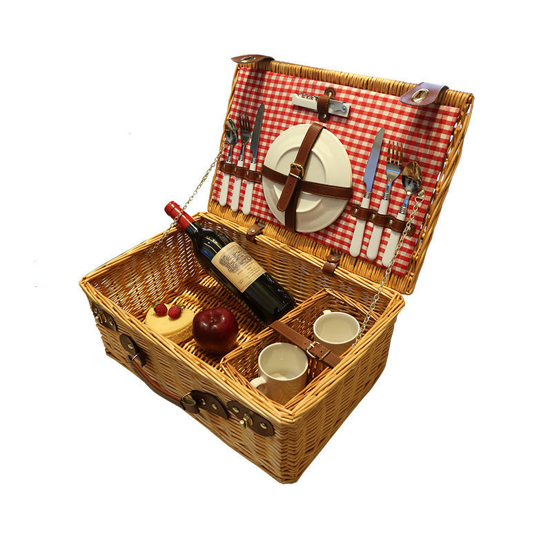 Rustikaler Picknickkorb mit Geschirrset Brehn