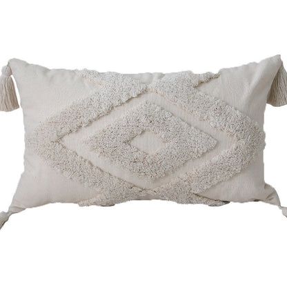 Bohemian tufted Baumwolle Lendenkissen mit clusterfringe Textur und Eckenquasten