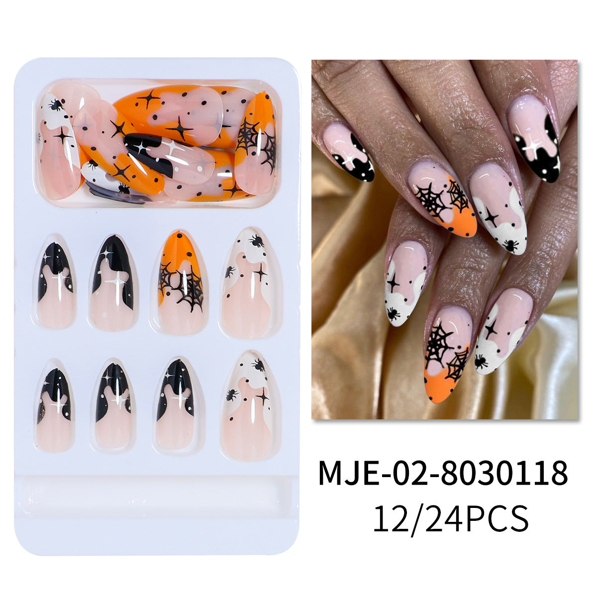 Künstlerisches Abstract Press-On Nagelset Brehn