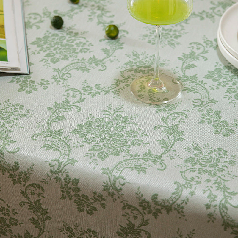 Rechteckige jacquard-gewebte Tischdecke mit floraler Damast-Optik und verstärkter Saumkante Brehn