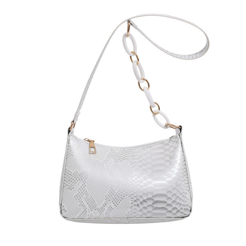 Stylische Texturierte Schlangenleder Effekt Handtasche Brehn