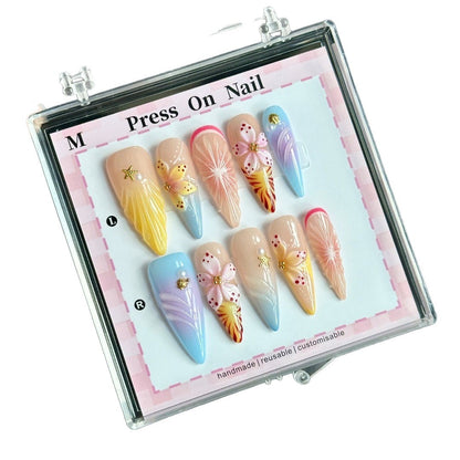 Künstlerisches Floral Press-On Nagelset  1791772905