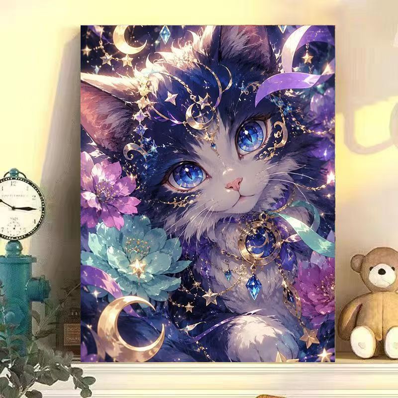Cosmic Cat Illustration Wand Kunst Brehn