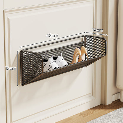 Wandmontierter Slim Drop-Down Mesh Schuhregalständer