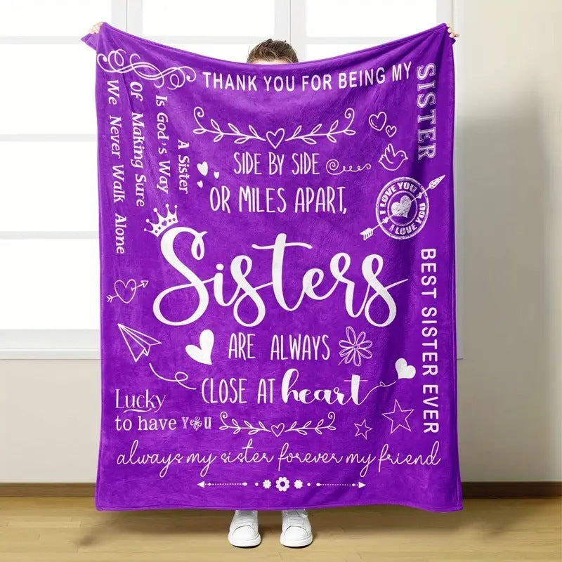 Inspirational Sister-Themed Fleece-Decke