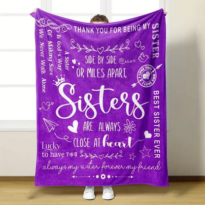 Inspirational Sister-Themed Fleece-Decke