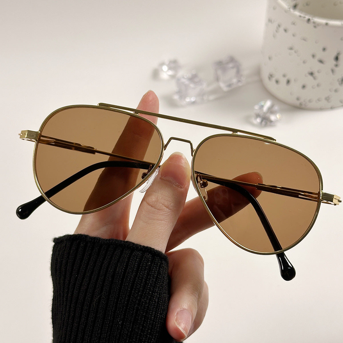 Damen zeitlose Piloten-Sonnenbrille mit hochwertigem Rahmen Brehn
