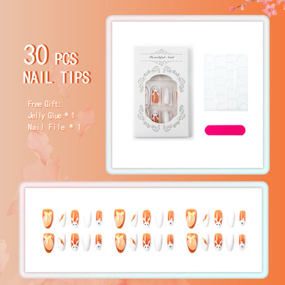 Saisonale Bunny- und Karotten-Themen Press-On Nagelkunst-Set