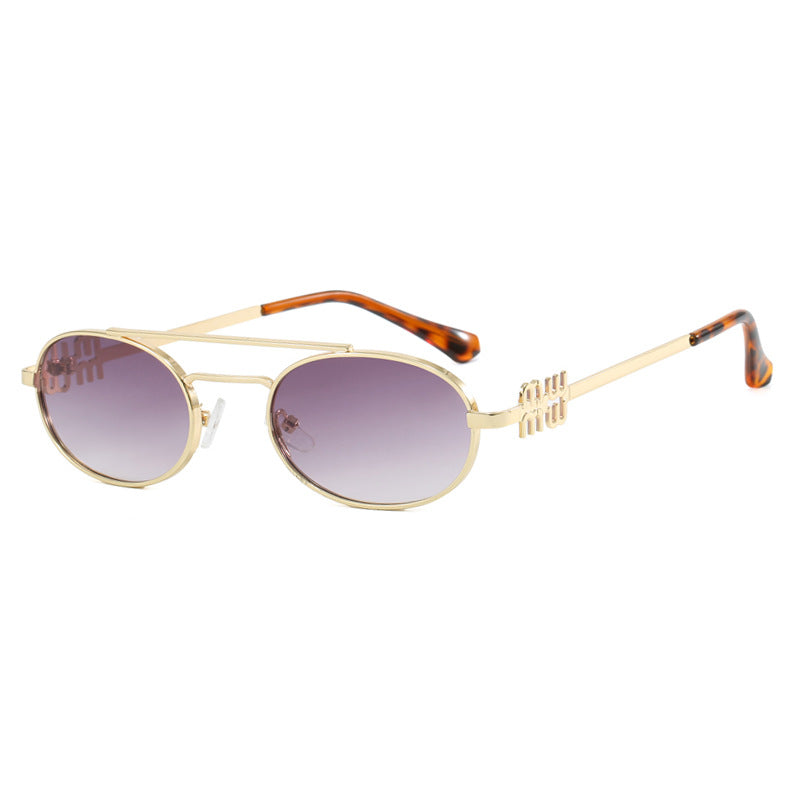 Damen elegante ovale Sonnenbrille mit luxuriösem Metallrahmen Brehn