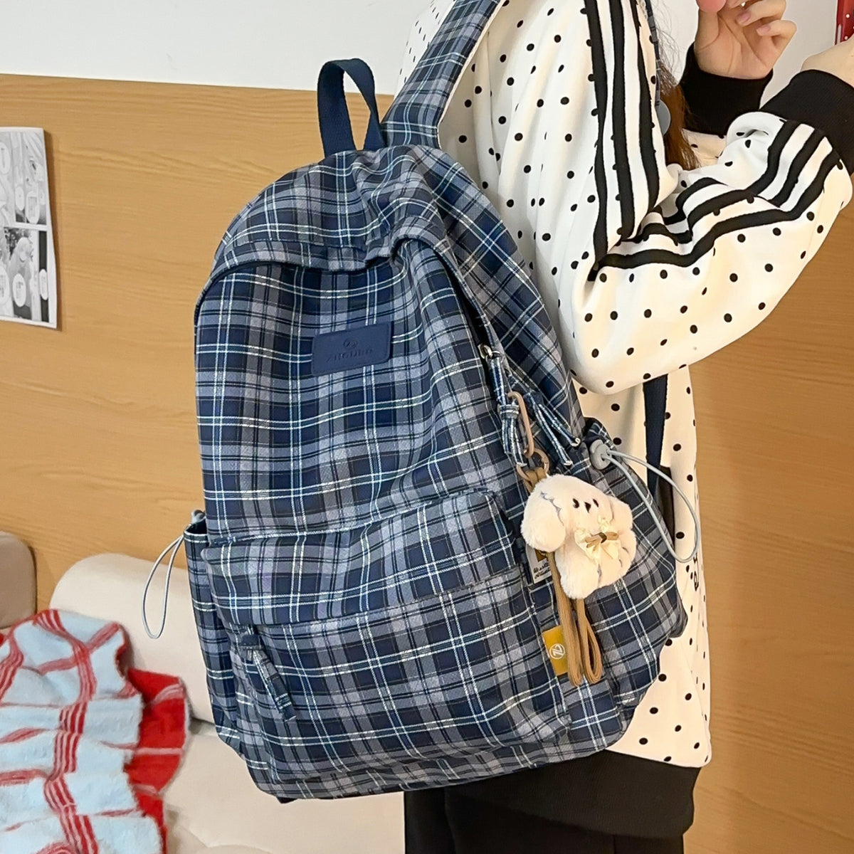 Stylische kariert gemusterte Rucksack Brehn
