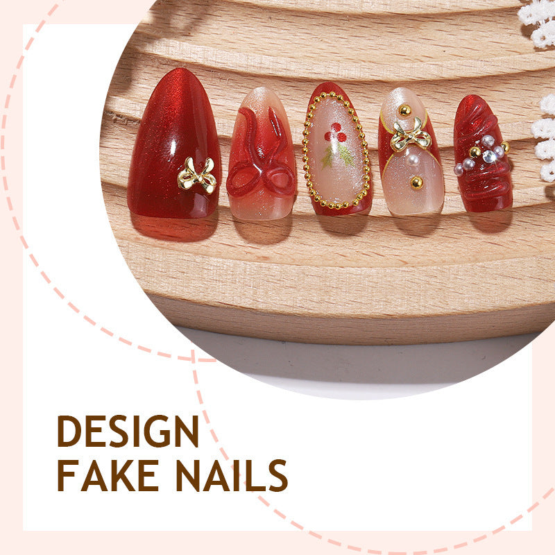Kunstnagelset mit glamourösen Schleifen und funkelnden Details Brehn