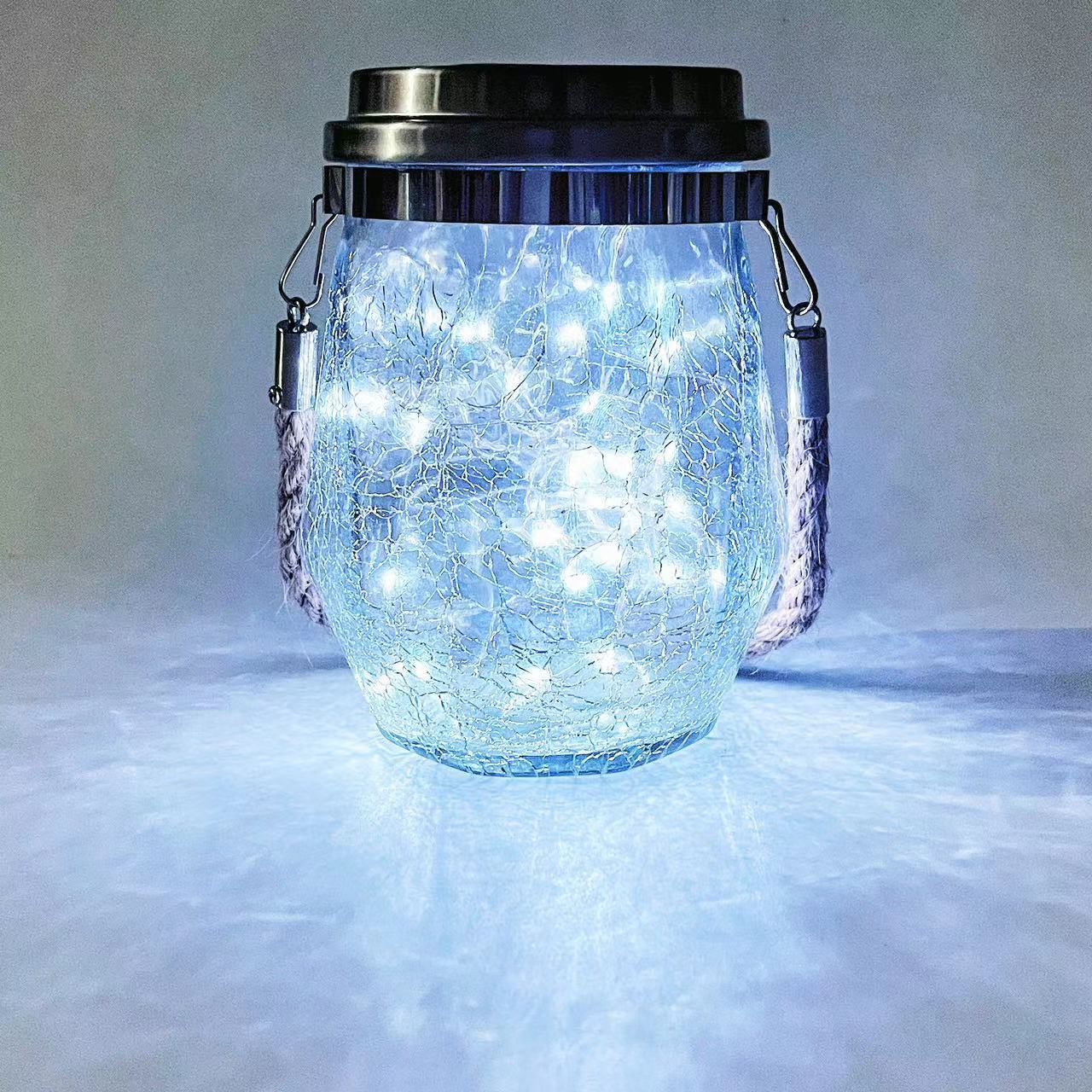 Zeitgenössische kreative Crackle-Glasflasche Stern-Dekor LED Solar-Lichterkette für den Außenbereich Patio | Brehn