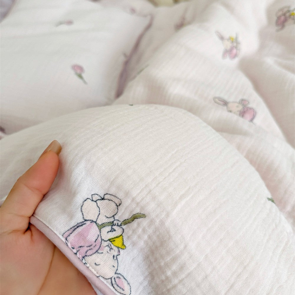 Kinder-Musselin-Steppbett-Set mit niedlichem Bären-Print